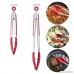 Kitchen Stainless Steel Tongs VinMas Heavy Duty Premium Silicone Tips with Silicone Basting Brush for BBQ Salads Grilling Serving and Fish Turning (Red) - B071VSGLHD